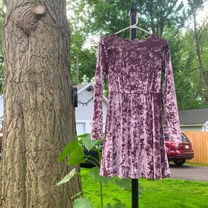 Purple velvet dress! Great to wear in cold weather
